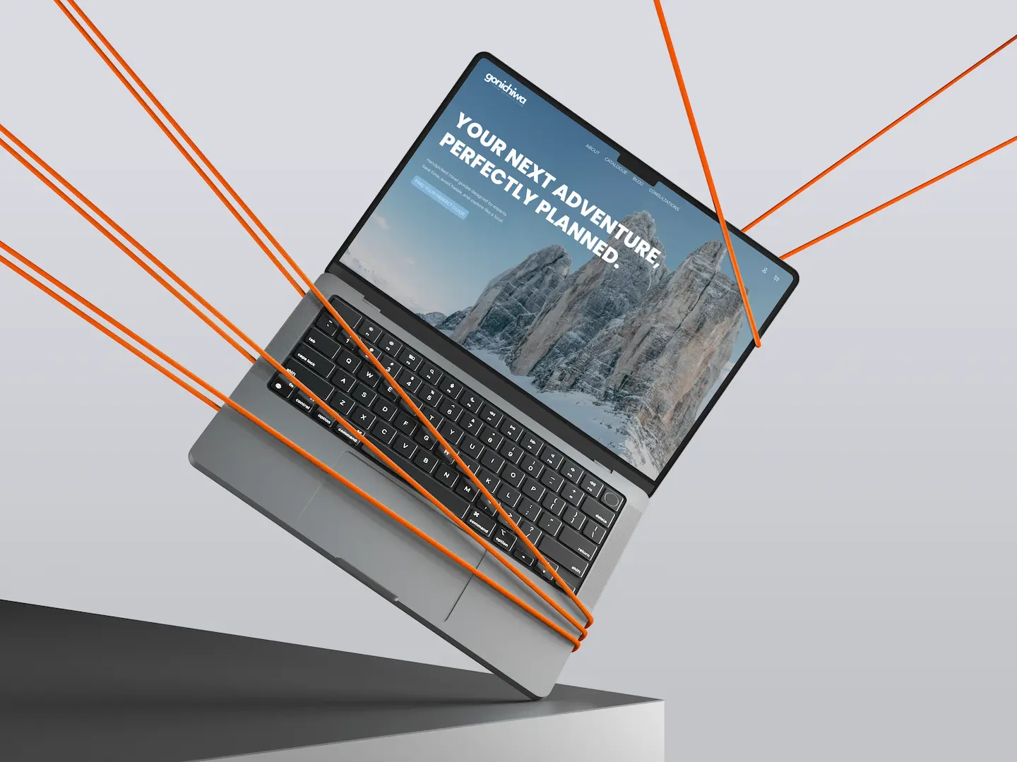 Mockup of Goneichiwa travel platform homepage